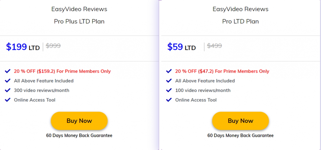 easy video review pricing